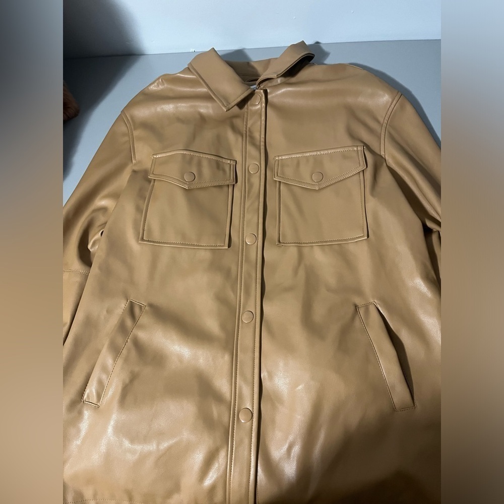3/25$ (Mix)Ricki’s Faux Leather Jacket, Tan, Size M - Picture 10 of 15